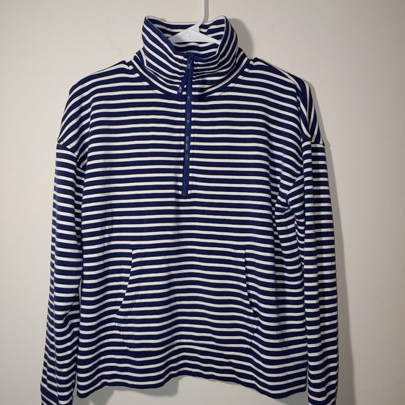 - VINEYARD VINES White/Blue Striped Quater Zip Relax  Sweatshirt  Size XS - Picture 1 of 6